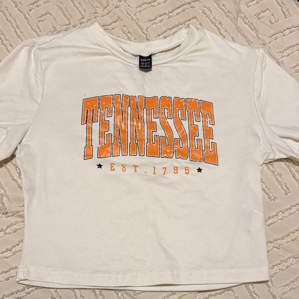 SHEIN White and Orange Tennessee Graphic Tee